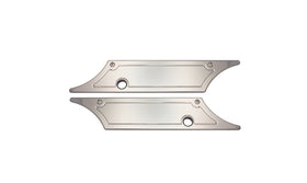 Pair of smooth chrome saddle bag latch covers, billet aluminum, for 1993-2013 Harley-Davidson Touring models