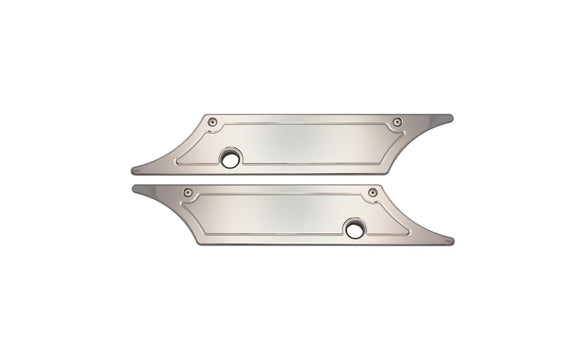 Pair of smooth chrome saddle bag latch covers, billet aluminum, for 1993-2013 Harley-Davidson Touring models