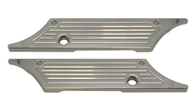 Pair of chrome ball-milled CNC-machined billet aluminum saddle bag latch covers for 1993-2013 Harley-Davidson Touring models
