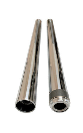Pair of 41mm touring hard chrome fork tubes, polished OEM-style replacement for Harley‑Davidson Touring and Softail models