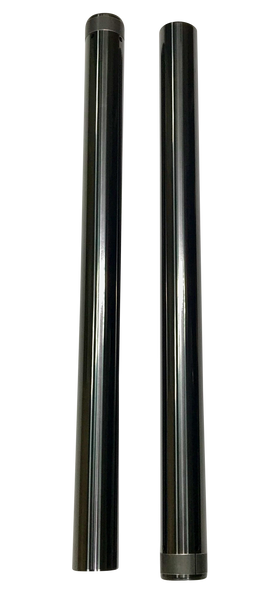 Pair of 49mm 27.5-inch Black DLC-coated motorcycle fork tubes, part 105130B, fits 2006–2017 Harley Dyna/FXD models