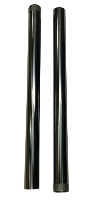 Pair of 49mm 27.5-inch Black DLC-coated motorcycle fork tubes, part 105130B, fits 2006–2017 Harley Dyna/FXD models