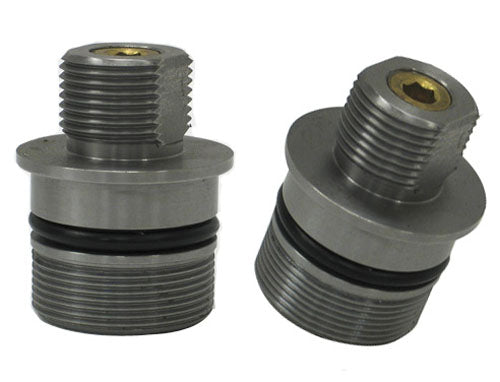 Pair of 41mm replacement fork tube plugs (105530) with O-rings and brass inserts for Pro-One blind top triple trees