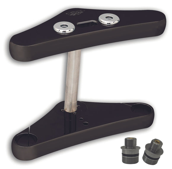 Pro-One Blind Top 41mm billet triple tree set, 3° rake, black anodized finish with chrome fork tube caps and fork plugs
