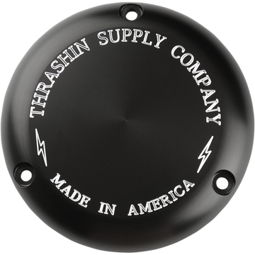Thrashin Supply Co. Derby Cover Black Classic Black/Machined 3 Hole