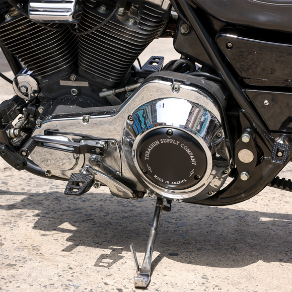 Thrashin Supply Classic Black Derby Cover for Harley-Davidson Dyna Softail Touring FXR 1970–1998