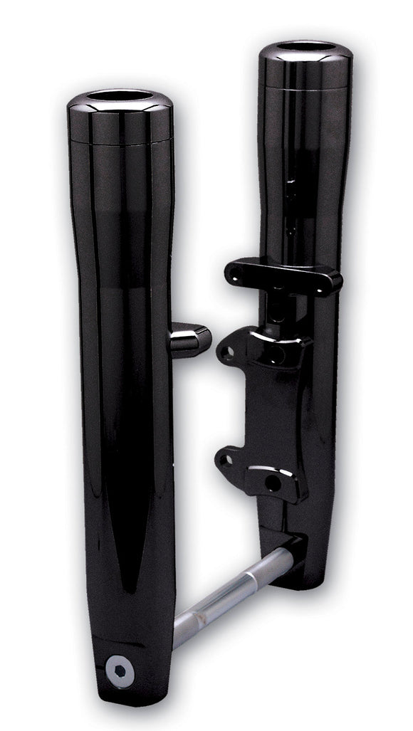 Black anodized billet aluminum 41mm Wide Glide smooth round lower leg set for 2000-2007 single-disc motorcycle forks