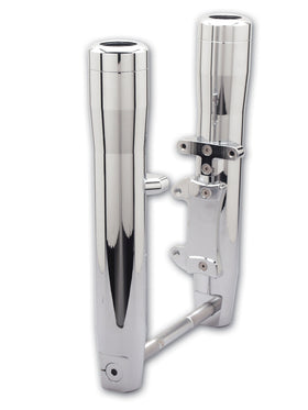 Chrome billet 41mm Wide Glide lower leg set, smooth round single-disc motorcycle fork legs with fender mounts, fits 2000–2007 calipers