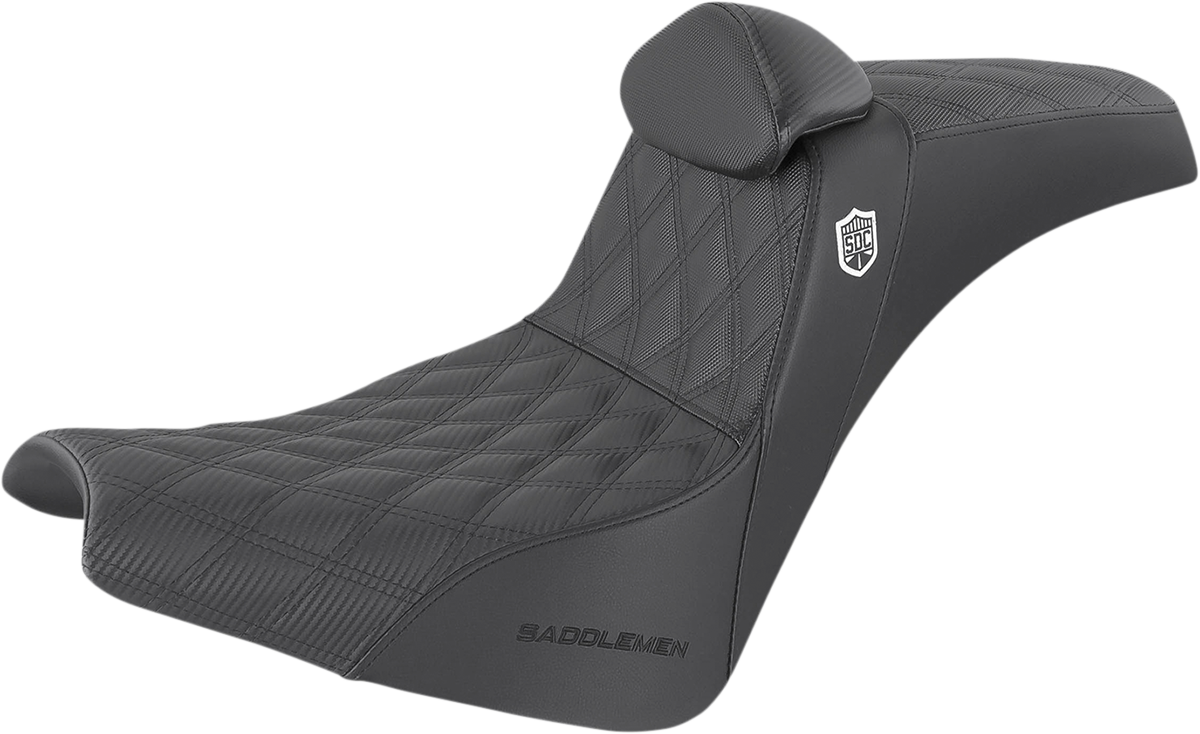SADDLEMEN Pro Series SDC Performance Seat - w/ Backrest - Lattice Stitch/Lumbar Gripper - FX/FL '18-'24 SC81830DBRT