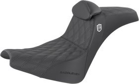 SADDLEMEN Pro Series SDC Performance Seat - w/ Backrest - Lattice Stitch/Lumbar Gripper - FX/FL '18-'24 SC81830DBRT