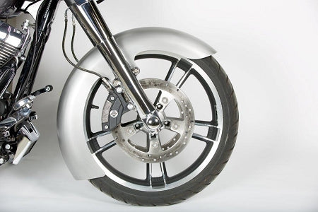 RWD V-Twin LS-2 19-inch front fender for Harley-Davidson Touring, 6.0-inch wide, predrilled for 2014 baggers, 14-gauge steel