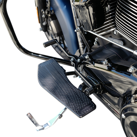 Thrashin Supply Co. Shorty black billet aluminum shifter peg for Harley-Davidson — 1 inch shorter than stock, laser-etched