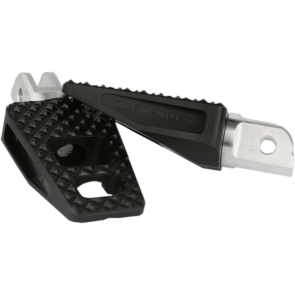 Thrashin Supply Co. P-54 footpegs for Harley-Davidson Softail 2018–2025 tapered platform chrome and black