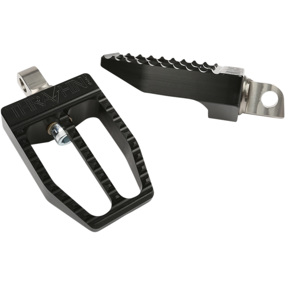 Thrashin Supply Co. Militant foot pegs for Harley-Davidson Softail 2018–2025 in chrome and black