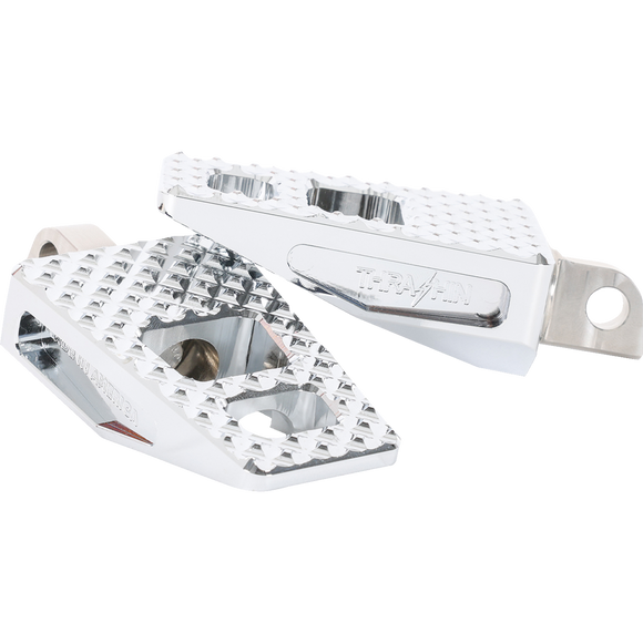 Thrashin Supply Co. P-54 footpegs for Harley-Davidson Softail 2018–2025 tapered platform chrome and black