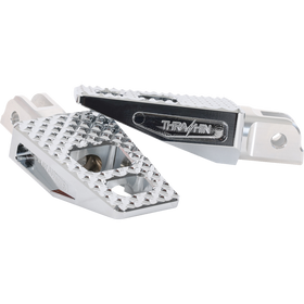 Thrashin Supply Co. P-54 footpegs for Harley-Davidson Softail 2018–2025 tapered platform chrome and black