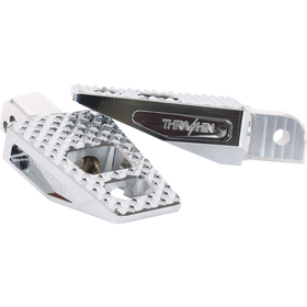 Thrashin Supply Co. P-54 footpegs for Harley-Davidson Softail 2018–2025 tapered platform chrome and black