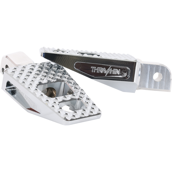 Thrashin Supply Co. P-54 footpegs for Harley-Davidson Softail 2018–2025 tapered platform chrome and black