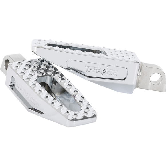 Thrashin Supply Co. P-54 Slim Footpegs aircraft-grade 6061 aluminum chrome finish for 2018-2025 Harley-Davidson Softail