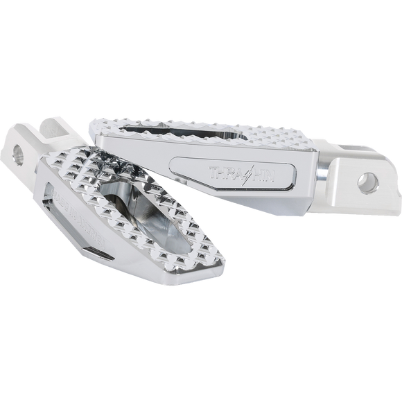 Thrashin Supply Co. P-54 Slim Footpegs aircraft-grade 6061 aluminum chrome finish for 2018-2025 Harley-Davidson Softail