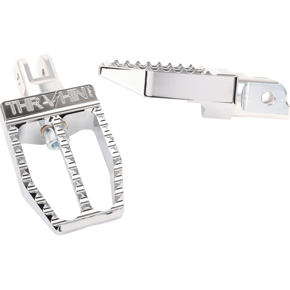 Thrashin Supply Co. Militant foot pegs for Harley-Davidson Softail 2018–2025 in chrome and black