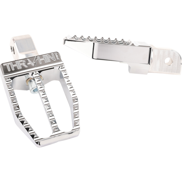 Thrashin Supply Co. Militant foot pegs for Harley-Davidson Softail 2018–2025 in chrome and black