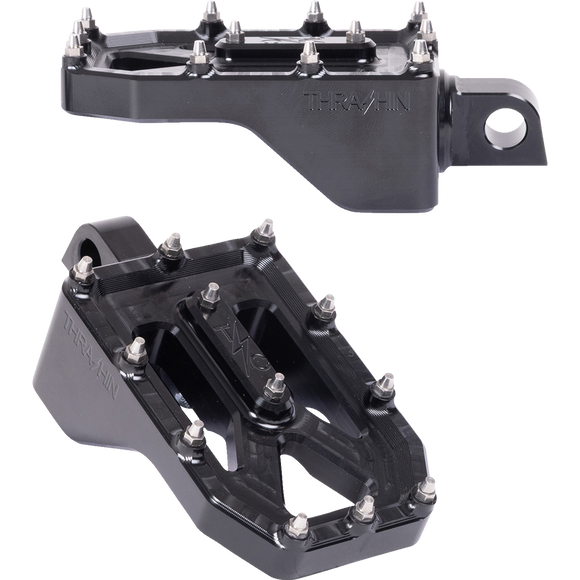 Thrashin Supply Co. Aggressor billet aluminum foot pegs with stainless steel cleats for Harley-Davidson Touring, Softail, Dyna, and Sportster