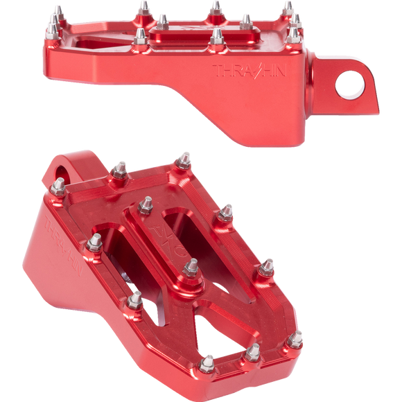 Thrashin Supply Co. Aggressor billet aluminum foot pegs with stainless steel cleats for Harley-Davidson Touring, Softail, Dyna, and Sportster