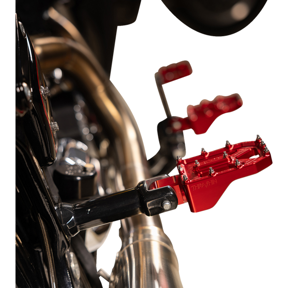 Thrashin Supply Co. Aggressor billet aluminum foot pegs with stainless steel cleats for Harley-Davidson Touring, Softail, Dyna, and Sportster