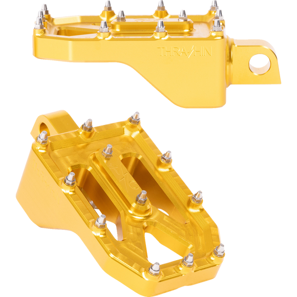 Thrashin Supply Co. Aggressor billet aluminum foot pegs with stainless steel cleats for Harley-Davidson Touring, Softail, Dyna, and Sportster
