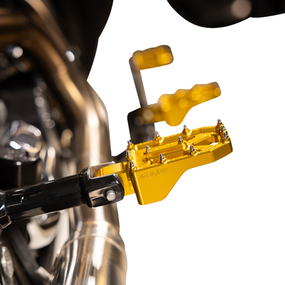 Thrashin Supply Co. Aggressor billet aluminum foot pegs with stainless steel cleats for Harley-Davidson Touring, Softail, Dyna, and Sportster