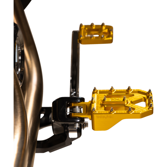 Thrashin Supply Co. Aggressor billet aluminum foot pegs with stainless steel cleats for Harley-Davidson Touring, Softail, Dyna, and Sportster