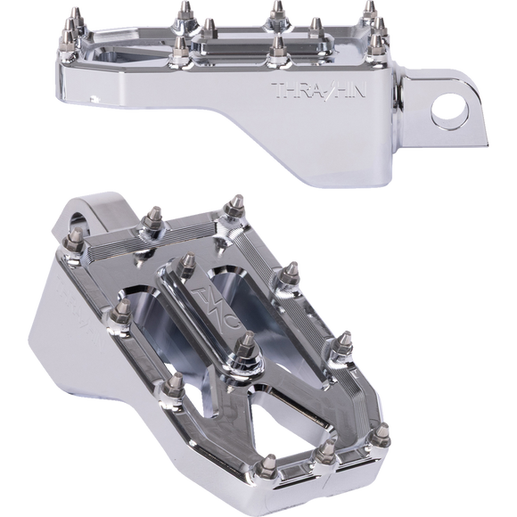 Thrashin Supply Co. Aggressor billet aluminum foot pegs with stainless steel cleats for Harley-Davidson Touring, Softail, Dyna, and Sportster