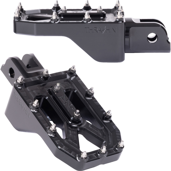 Thrashin Supply Co. Aggressor billet aluminum foot pegs with stainless steel cleats for Harley-Davidson Touring, Softail, Dyna, and Sportster