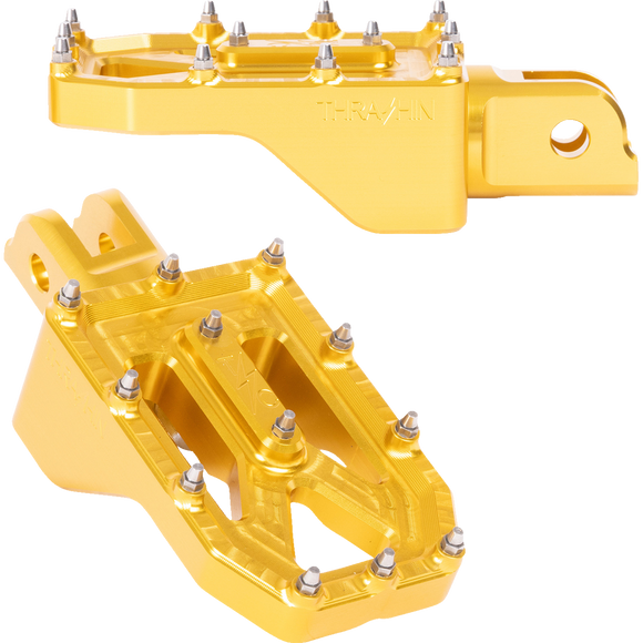 Thrashin Supply Co. Aggressor billet aluminum foot pegs with stainless steel cleats for Harley-Davidson Touring, Softail, Dyna, and Sportster