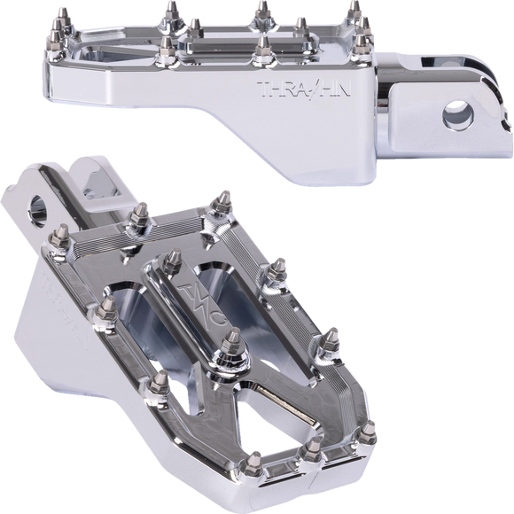 Thrashin Supply Co. Aggressor billet aluminum foot pegs with stainless steel cleats for Harley-Davidson Touring, Softail, Dyna, and Sportster