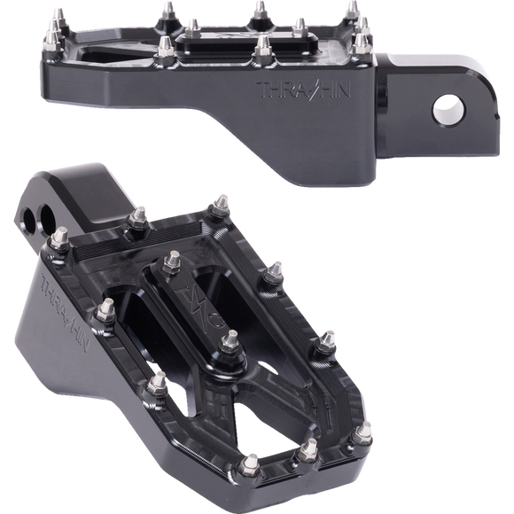 Thrashin Supply Co. Aggressor billet aluminum foot pegs with stainless steel cleats for Harley-Davidson Touring, Softail, Dyna, and Sportster