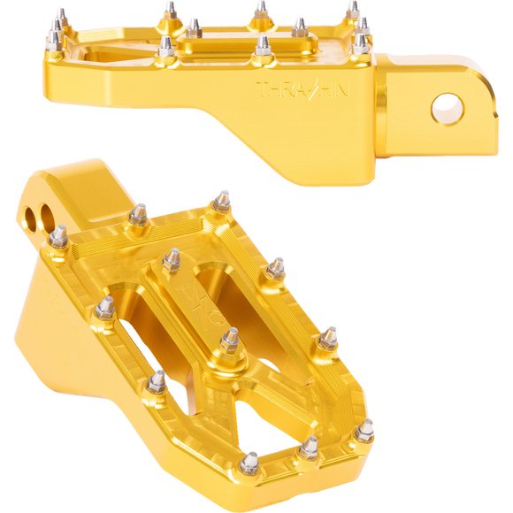 Thrashin Supply Co. Aggressor billet aluminum foot pegs with stainless steel cleats for Harley-Davidson Touring, Softail, Dyna, and Sportster