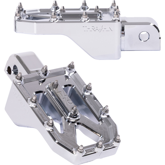 Thrashin Supply Co. Aggressor billet aluminum foot pegs with stainless steel cleats for Harley-Davidson Touring, Softail, Dyna, and Sportster