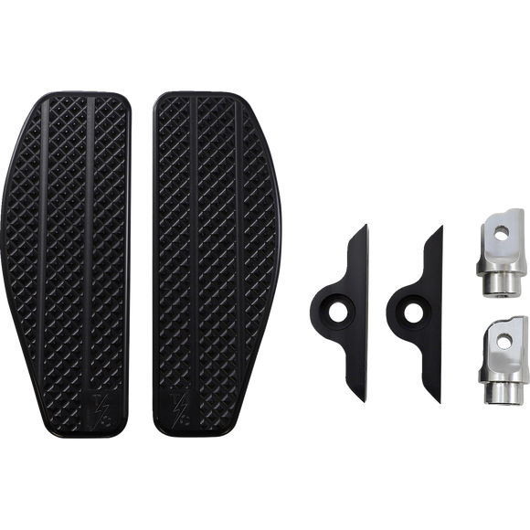 Thrashin Supply Co. billet 6061 aluminum mini floorboards with stainless steel clevis for Harley-Davidson Softail Dyna Sportster Touring FXR V-Rod