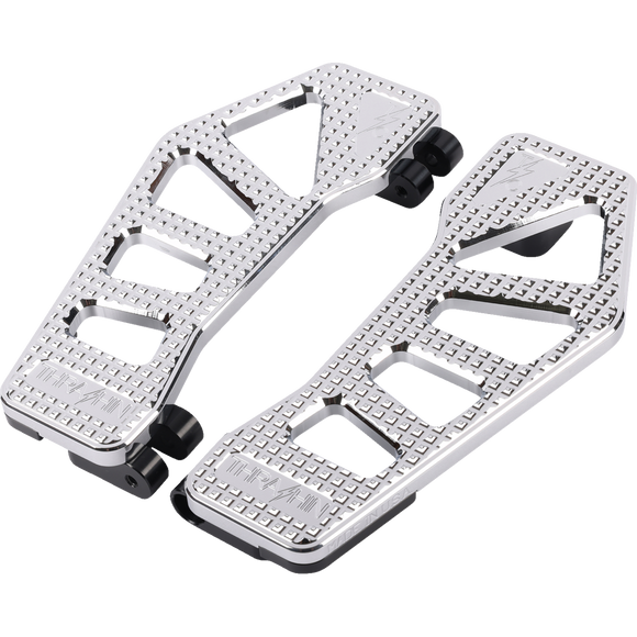Thrashin Supply Co. Apex Floorboards in chrome billet aluminum for Harley-Davidson Touring and Softail models