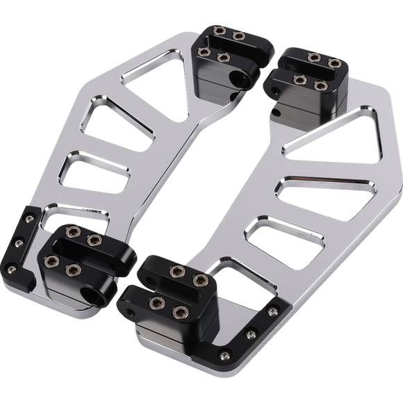 Thrashin Supply Co. Apex Floorboards in chrome billet aluminum for Harley-Davidson Touring and Softail models