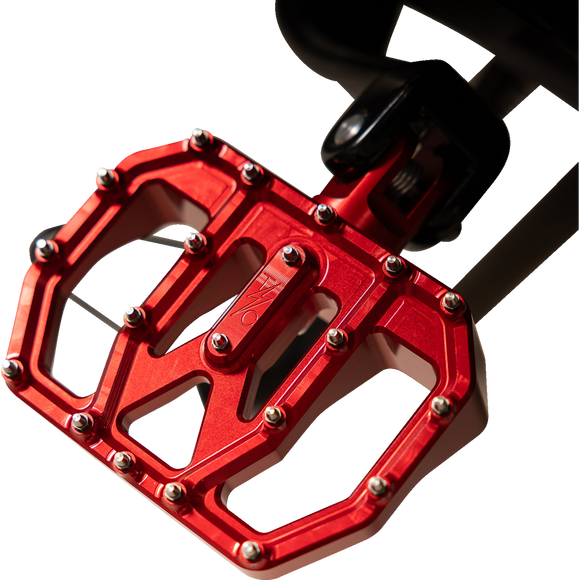 Thrashin Supply Co. Mini Aggressor Floorboards with stainless steel cone cleats on billet 6061 aluminum for Harley-Davidson Softail Dyna Touring and Sportster models