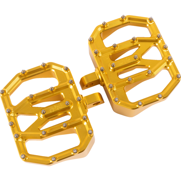 Thrashin Supply Co. Mini Aggressor Floorboards with stainless steel cone cleats on billet 6061 aluminum for Harley-Davidson Softail Dyna Touring and Sportster models