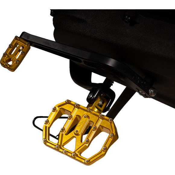 Thrashin Supply Co. Mini Aggressor Floorboards with stainless steel cone cleats on billet 6061 aluminum for Harley-Davidson Softail Dyna Touring and Sportster models