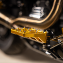 Thrashin Supply Co. Mini Aggressor Floorboards with stainless steel cone cleats on billet 6061 aluminum for Harley-Davidson Softail Dyna Touring and Sportster models