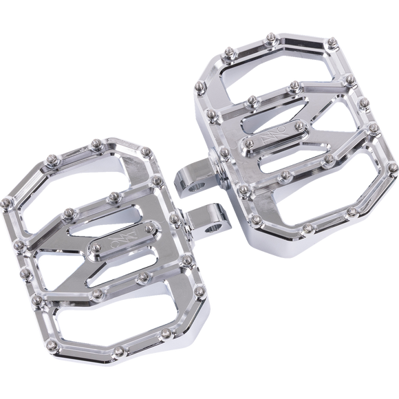 Thrashin Supply Co. Mini Aggressor Floorboards with stainless steel cone cleats on billet 6061 aluminum for Harley-Davidson Softail Dyna Touring and Sportster models
