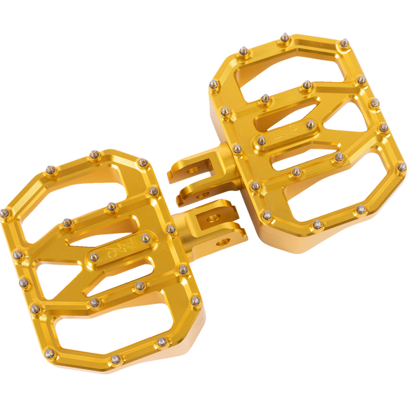 Thrashin Supply Co. Mini Aggressor Floorboards with stainless steel cone cleats on billet 6061 aluminum for Harley-Davidson Softail Dyna Touring and Sportster models