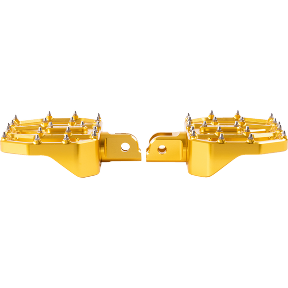 Thrashin Supply Co. Mini Aggressor Floorboards with stainless steel cone cleats on billet 6061 aluminum for Harley-Davidson Softail Dyna Touring and Sportster models