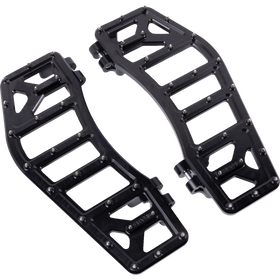 Thrashin Supply Co. Aggressor Max Grip billet aluminum floorboards with stainless steel cleats for Harley-Davidson Street Glide, Road Glide, and Softail